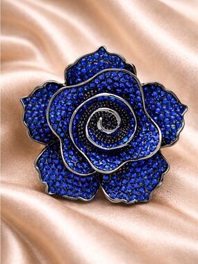 Royal Blue Rose Brooch